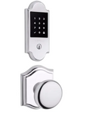 Baldwin Boulder Touchscreen Electronic Deadbolt with Z-Wave Technology and Round Passage Knob Set with Arch Rose