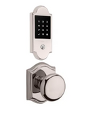Baldwin Boulder Touchscreen Electronic Deadbolt with Z-Wave Technology and Round Passage Knob Set with Arch Rose