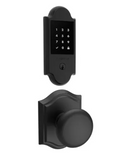 Baldwin Boulder Touchscreen Electronic Deadbolt with Z-Wave Technology and Round Passage Knob Set with Arch Rose