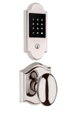 Baldwin Boulder Touchscreen Electronic Deadbolt with Z-Wave Technology and Ellipse Passage Knob Set with Arch Rose