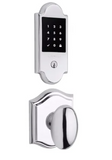 Baldwin Boulder Touchscreen Electronic Deadbolt with Z-Wave Technology and Ellipse Passage Knob Set with Arch Rose