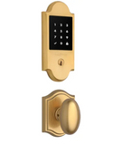 Baldwin Boulder Touchscreen Electronic Deadbolt with Z-Wave Technology and Ellipse Passage Knob Set with Arch Rose