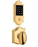 Baldwin Boulder Touchscreen Electronic Deadbolt with Z-Wave Technology and Ellipse Passage Knob Set with Arch Rose