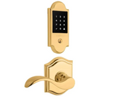 Baldwin Boulder Touchscreen Electronic Deadbolt and Curve Passage Lever Set with Arch Rose