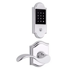 Baldwin Boulder Touchscreen Electronic Deadbolt and Curve Passage Lever Set with Arch Rose