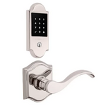 Baldwin Boulder Touchscreen Electronic Deadbolt and Curve Passage Lever Set with Arch Rose