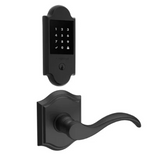 Baldwin Boulder Touchscreen Electronic Deadbolt and Curve Passage Lever Set with Arch Rose