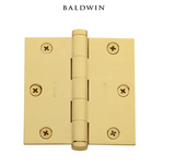 Baldwin 3-1/2" Wide Plain Bearing Square Corner Mortise Door Hinge from the Estate Collection - Single Hinge