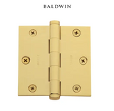 Baldwin 3-1/2" Wide Plain Bearing Square Corner Mortise Door Hinge from the Estate Collection - Single Hinge