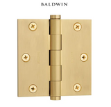Baldwin 3-1/2" Wide Plain Bearing Square Corner Mortise Door Hinge from the Estate Collection - Single Hinge