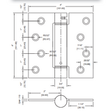 Cal-Royal 4" x 4" Full Mortise, Square Corner (4”x 4” Non-Template) Spring Hinge in Single Acting - NEWSH44SQ
