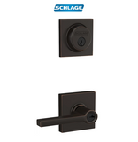 Schlage Latitude Single Cylinder Keyed Entry Lever Set and Collins Deadbolt Combo with Collins Rose