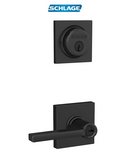 Schlage Latitude Single Cylinder Keyed Entry Lever Set and Collins Deadbolt Combo with Collins Rose