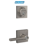 Schlage Latitude Single Cylinder Keyed Entry Lever Set and Collins Deadbolt Combo with Collins Rose