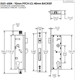 Interlock Multipoint Door Lock 40/92mm Stainless Steel, DL01-6504