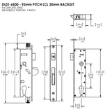 Interlock Multipoint Door Lock 30/92mm, DL01-6500