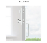 Baldwin Santa Cruz Full Plate Keyed Entry Handleset with Interior Square Lever and Emergency Egress Function
