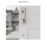 Baldwin Santa Cruz Full Plate Keyed Entry Handleset with Interior Square Lever and Emergency Egress Function
