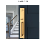 Baldwin Santa Cruz Full Plate Keyed Entry Handleset with Interior Square Lever and Emergency Egress Function