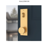 Baldwin Santa Cruz Full Plate Keyed Entry Handleset with Interior Square Lever and Emergency Egress Function