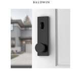 Baldwin Santa Cruz Full Plate Keyed Entry Handleset with Interior Square Lever and Emergency Egress Function