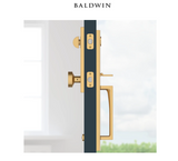 Baldwin Santa Cruz Full Plate Keyed Entry Handleset with Interior Square Lever and Emergency Egress Function