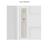 Baldwin Santa Cruz Full Plate Keyed Entry Handleset with Interior Square Lever and Emergency Egress Function