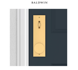 Baldwin Santa Cruz Full Plate Keyed Entry Handleset with Interior Square Lever and Emergency Egress Function