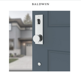 Baldwin Santa Cruz Full Plate Keyed Entry Handleset with Interior Square Lever and Emergency Egress Function