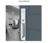 Baldwin Santa Cruz Full Plate Keyed Entry Handleset with Interior Square Lever and Emergency Egress Function