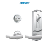 Schlage CS200-Series Commercial Grade 2 Interconnected Saturn Entry Lever Set and Full Interchangeable Core Deadbolt with Camelot Escutcheon