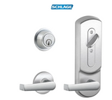 Schlage CS200-Series Commercial Grade 2 Interconnected Elan Entry Lever Set and Full Interchangeable Core Deadbolt with Plymouth Escutcheon