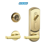Schlage CS200-Series Commercial Grade 2 Interconnected Elan Entry Lever Set and Full Interchangeable Core Deadbolt with Plymouth Escutcheon