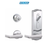 Schlage CS200-Series Commercial Grade 2 Interconnected Elan Entry Lever Set and Full Interchangeable Core Deadbolt with Camelot Escutcheon