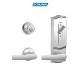 Schlage CS200-Series Commercial Grade 2 Interconnected Jupiter Entry Lever Set and Full Interchangeable Core Deadbolt with Camelot Escutcheon