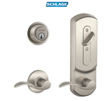 Schlage CS200-Series Commercial Grade 2 Interconnected Single Lock Left  Accent Entry Lever Set and 6-Pin Cylinder Deadbolt with Plymouth Escutcheon