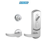 Schlage CS200-Series Commercial Grade 2 Interconnected Single Lock Neptune Entry Lever Set and 6-Pin Cylinder Deadbolt with Plymouth Escutcheon
