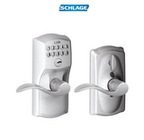 Schlage Camelot Keypad Entry with Flex-Lock Door Lever Set with Accent Interior Lever