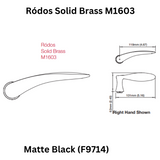 HOPPE Right Hand Handle Component, Ródos, M1603 , Solid Brass - Matte Black