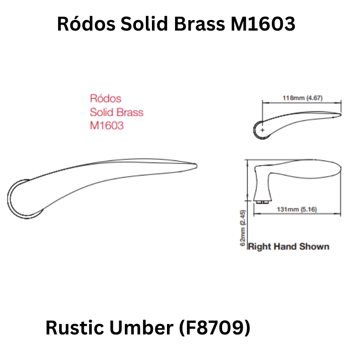 HOPPE Right Hand Handle Component, Ródos, M1603 , Solid Brass - Rustic ...