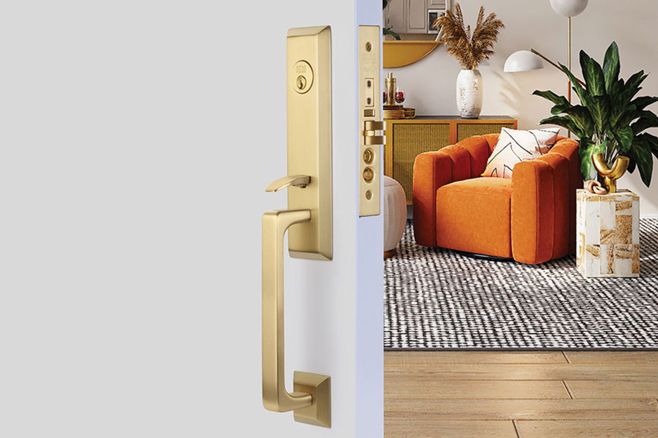 Emtek 4707 Transitional Heritage Monolithic Dummy Entrance Handleset - Brass Tubular