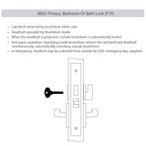 Accentra (formerly Yale) AUR 8802FL Privacy, Bedroom, or Bath Mortise Lock with Augusta Lever, Standard Rose