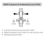 Accentra AUCN 8830-2FL Asylum or Institutional Mortise Lock with Augusta Lever, CN Escutcheon
