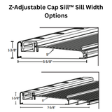 Endura Full Narrow Z-Adjustable Cap Sill with Single Screen Rail, Choose Sill Width, Length &  Finish