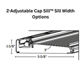 5-5/8" Full Narrow Endura Z-Adjustable Aluminum Cap Sill with Single Screen Rail, Choose Sill Width, Length &  Finish