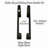 DALLAS KEYED SLIDING DOOR HANDLE SET, Ashland Sentinel, RH 1-3/4" PANEL - MATTE BLACK
