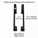 DALLAS KEYED SLIDING DOOR HANDLE SET, Ashland Sentinel Narrow, RH 1-3/4" PANEL - MATTE BLACK