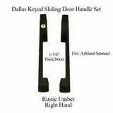 DALLAS KEYED SLIDING DOOR HANDLE SET, Ashland Sentinel, RH 1-3/4" PANEL - RUSTIC UMBER