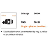 Schlage B660P Single Cylinder Deadbolt