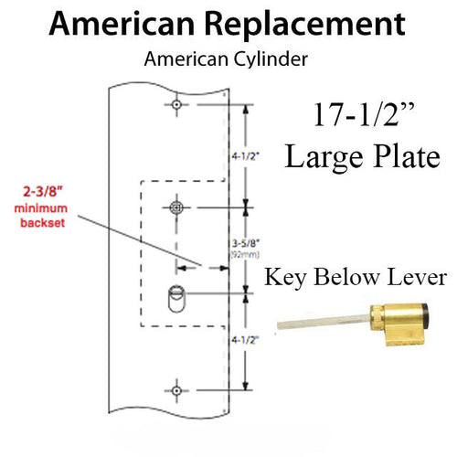 12-5/8 SCREW HOLES, KEY BELOW LEVER
